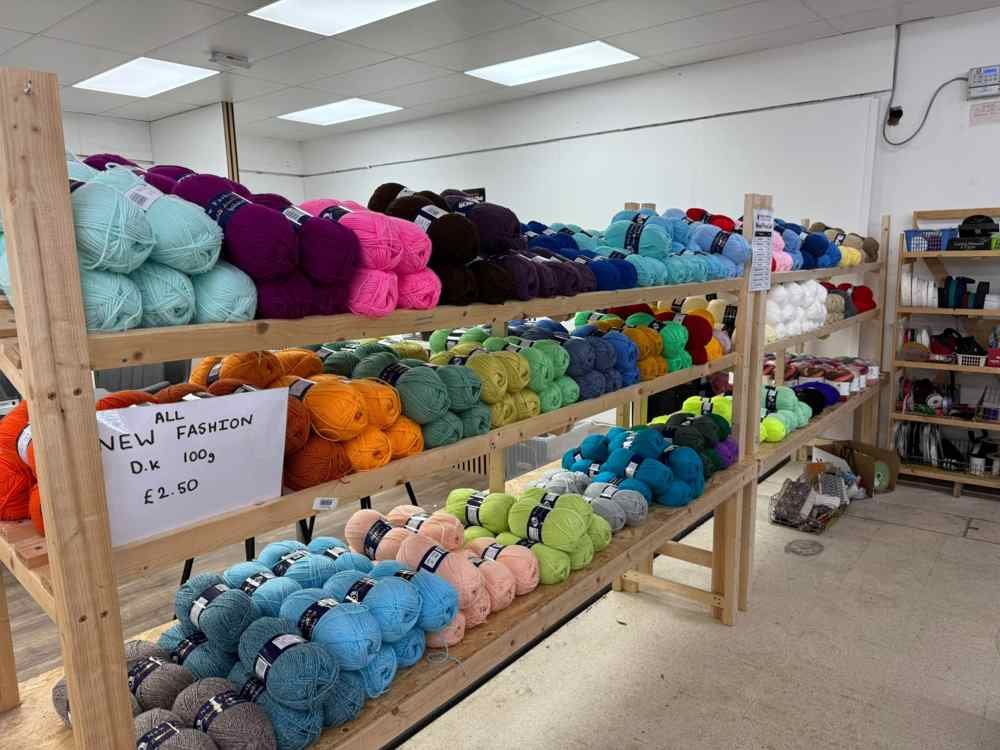 Shelves of colourful wool and haberdashery
