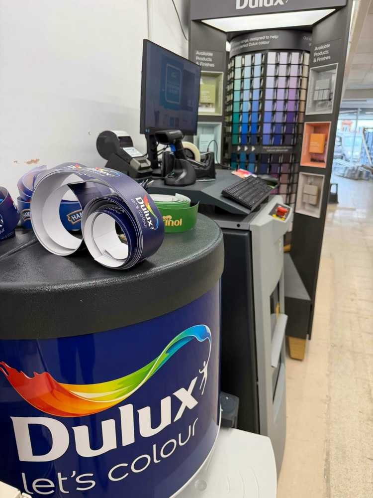 Close-up of the Dulux paint mixing equipment