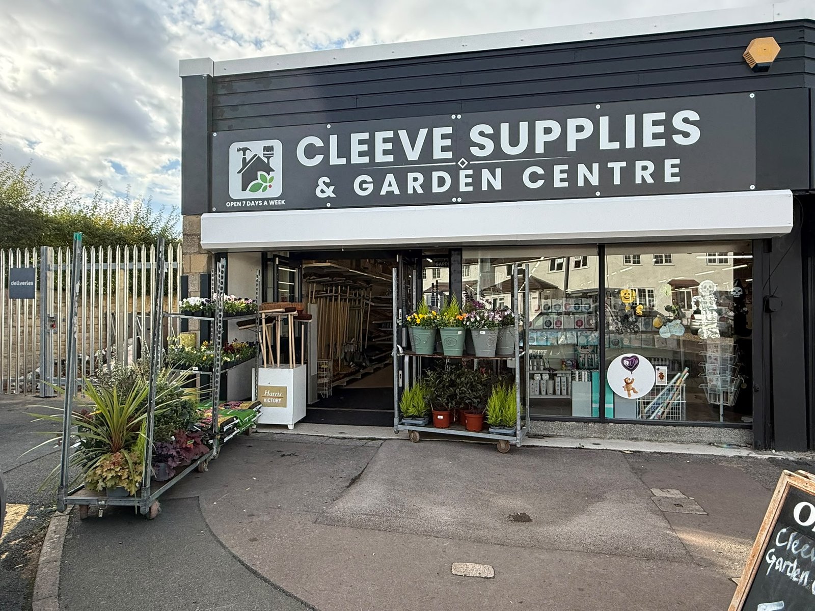 Cleeve Supplies and Garden Centre shop entrance on Tobyfield Road